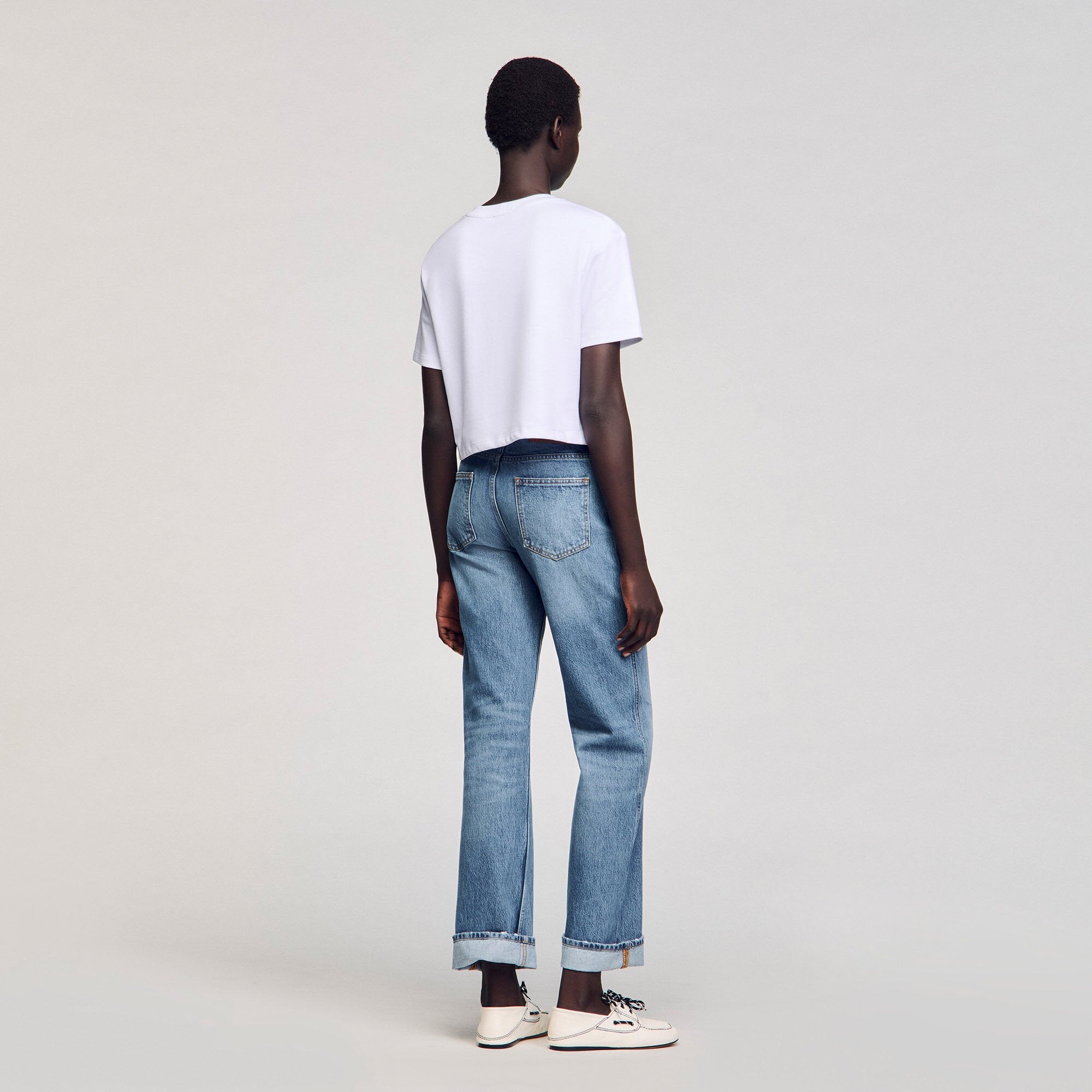 Rhinestone crop top White Sandro Women