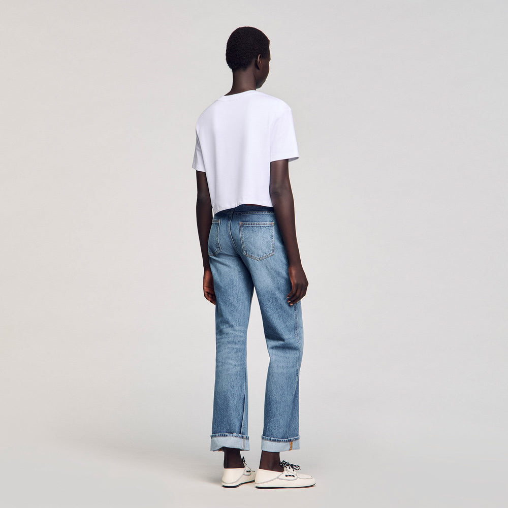 Rhinestone crop top White Sandro Women