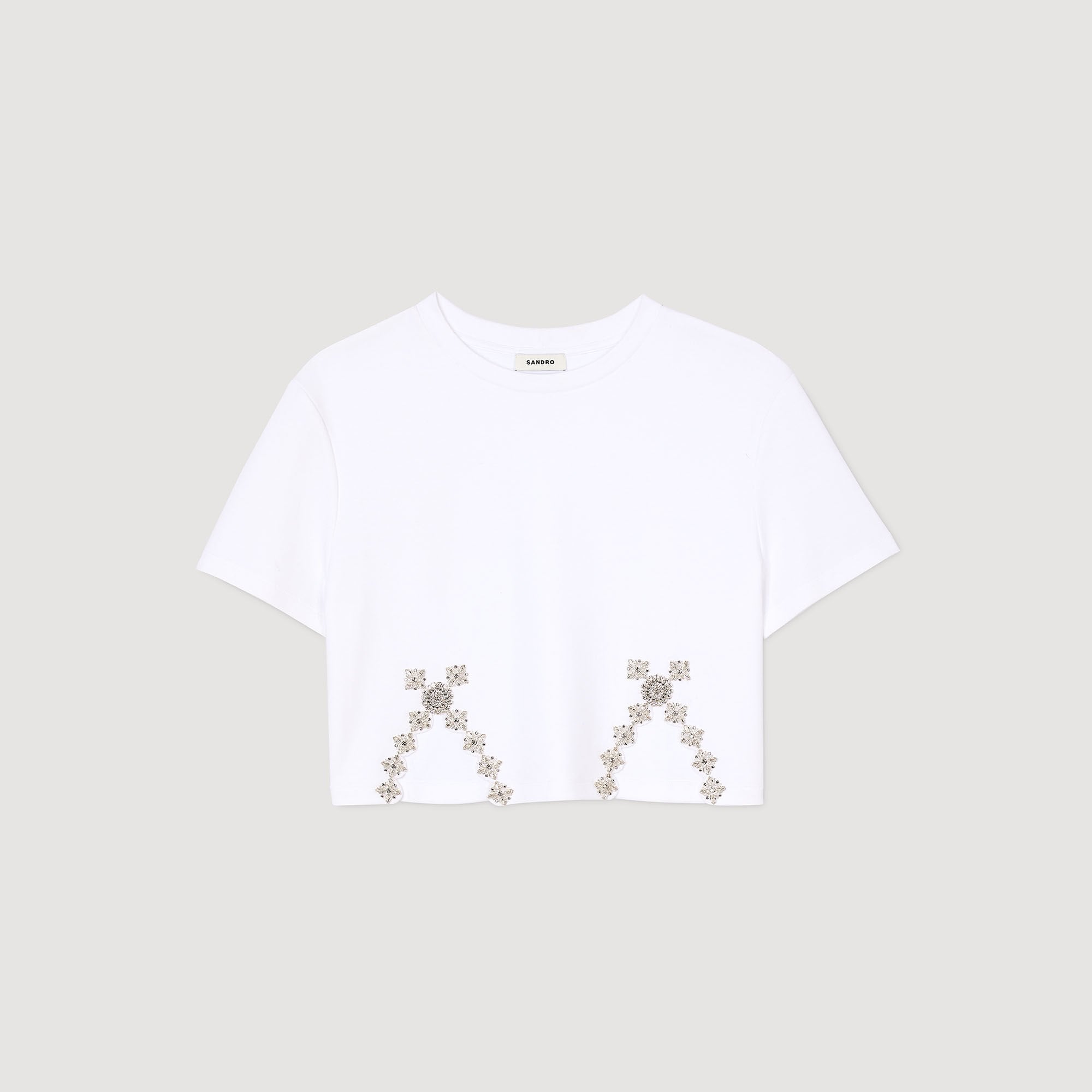 Rhinestone crop top White Sandro Women