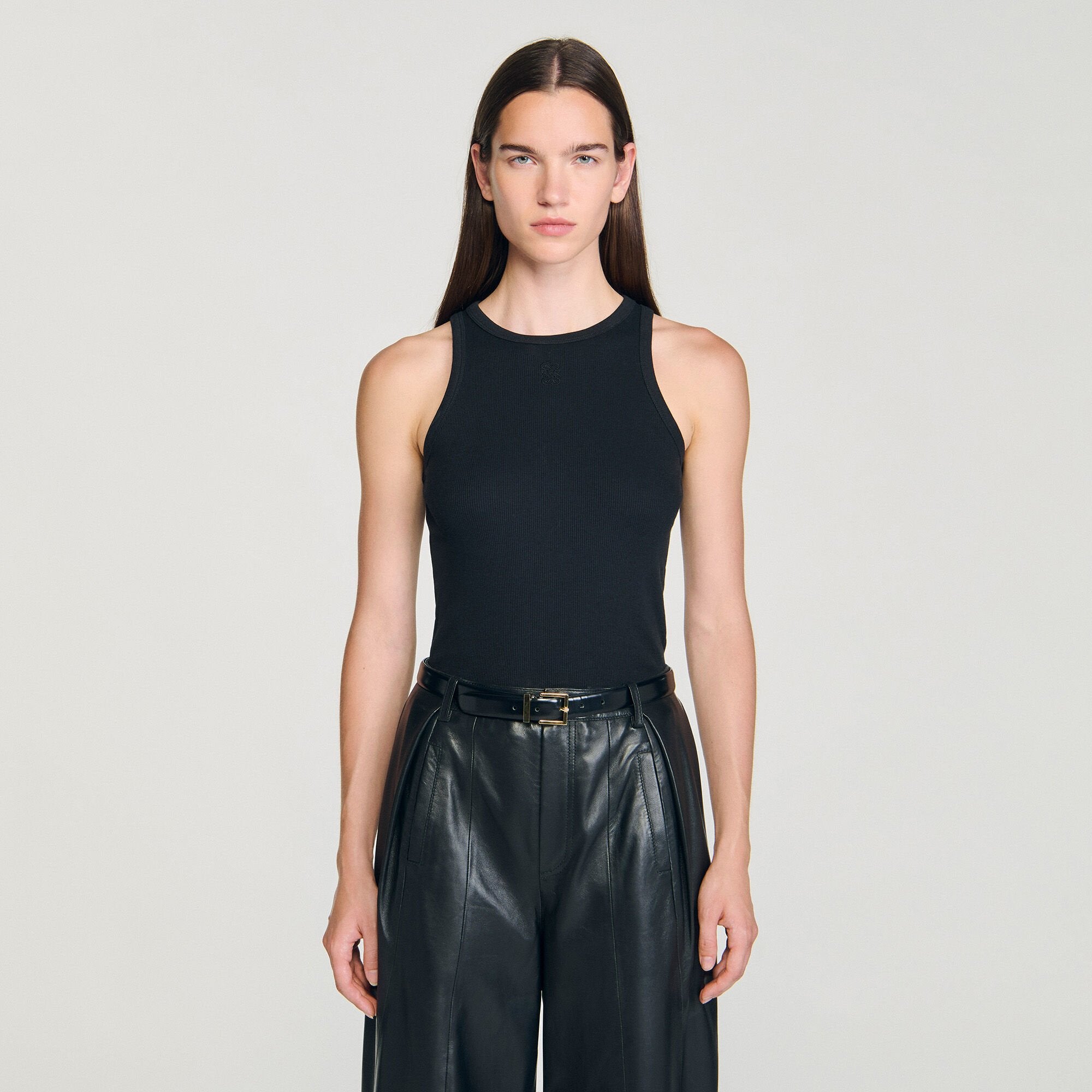 Embroidered vest top Black Sandro Women