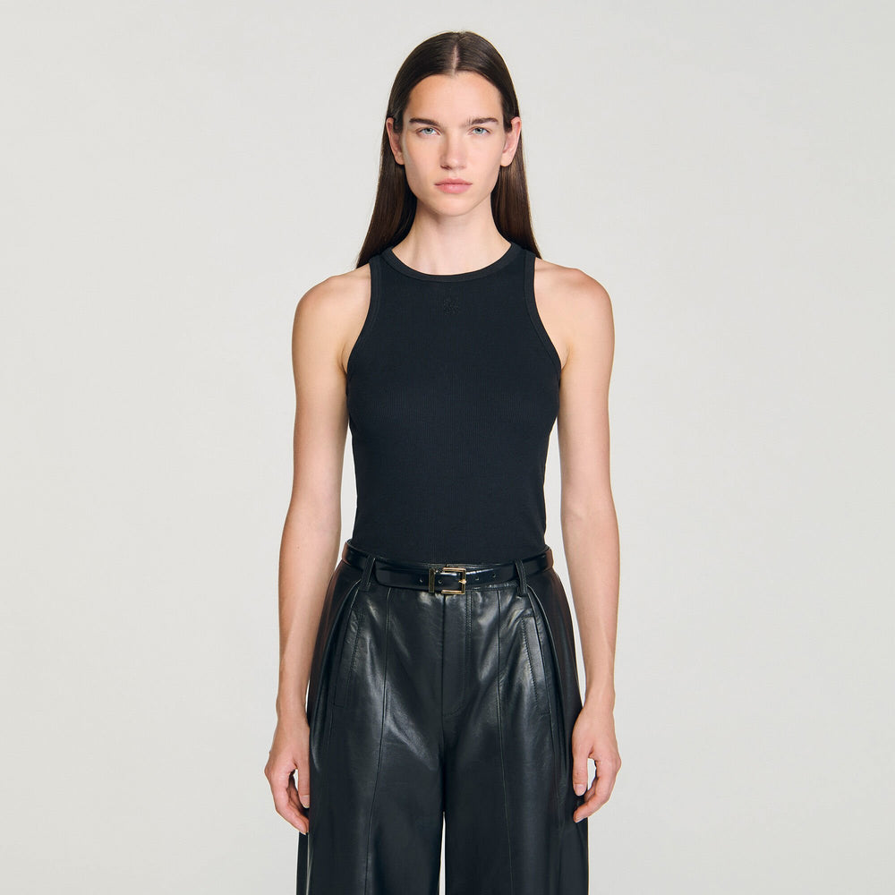 Embroidered vest top Black Sandro Women