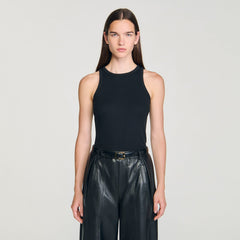 Embroidered vest top Black Sandro Women