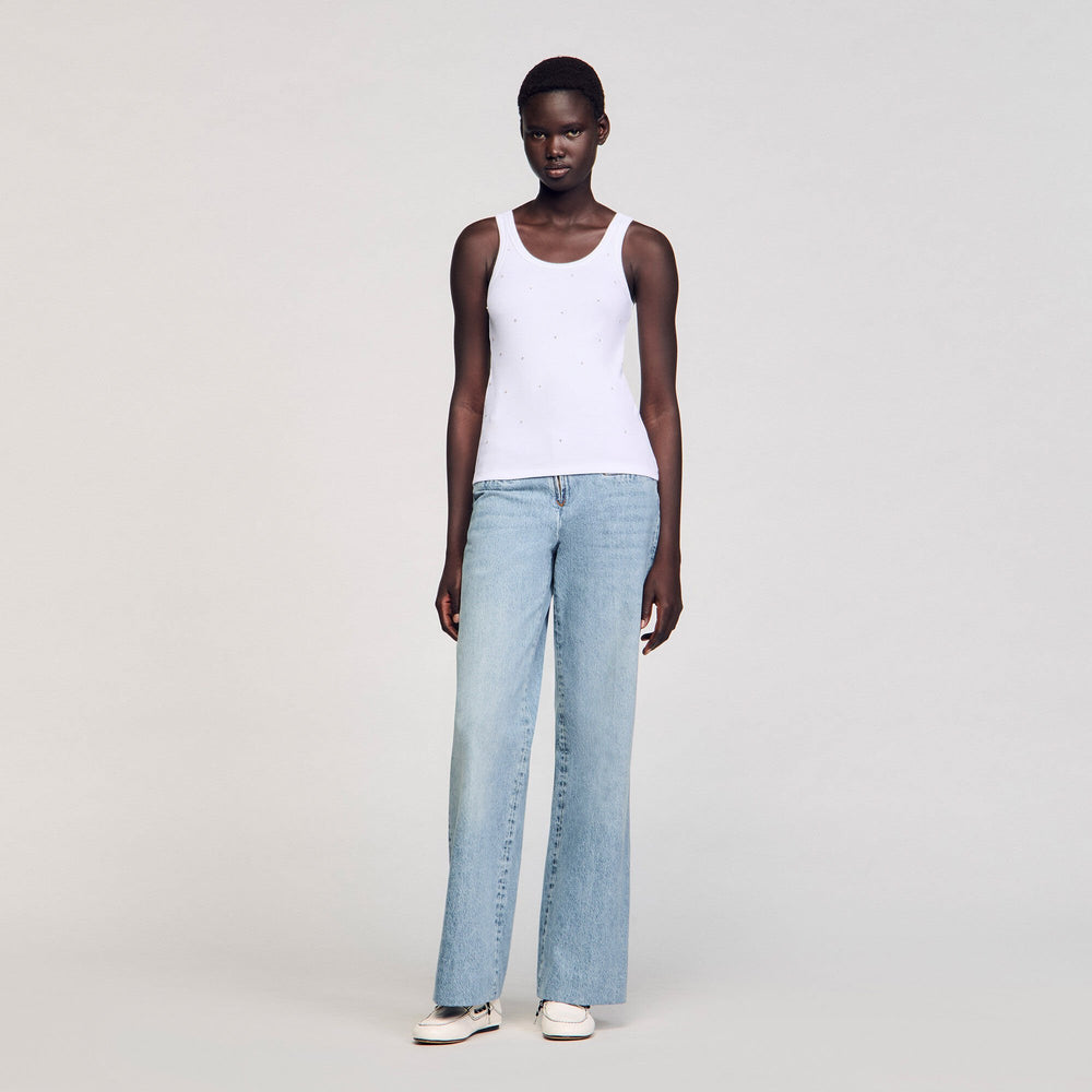 Vest top with rhinestones White Sandro Women