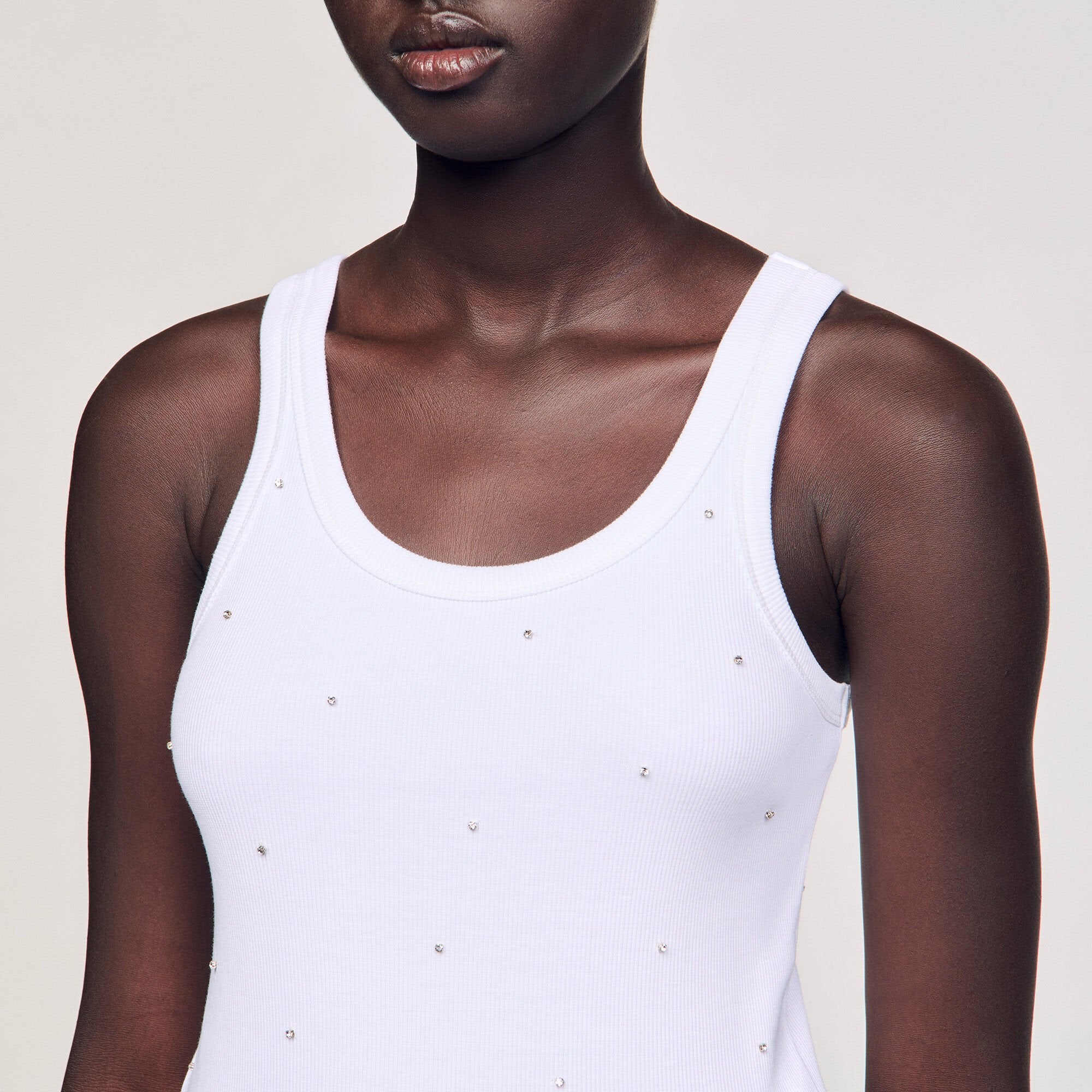 Vest top with rhinestones White Sandro Women
