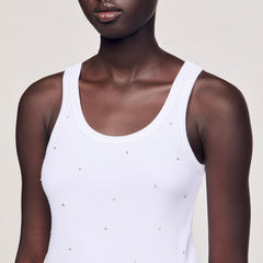 Vest top with rhinestones White Sandro Women