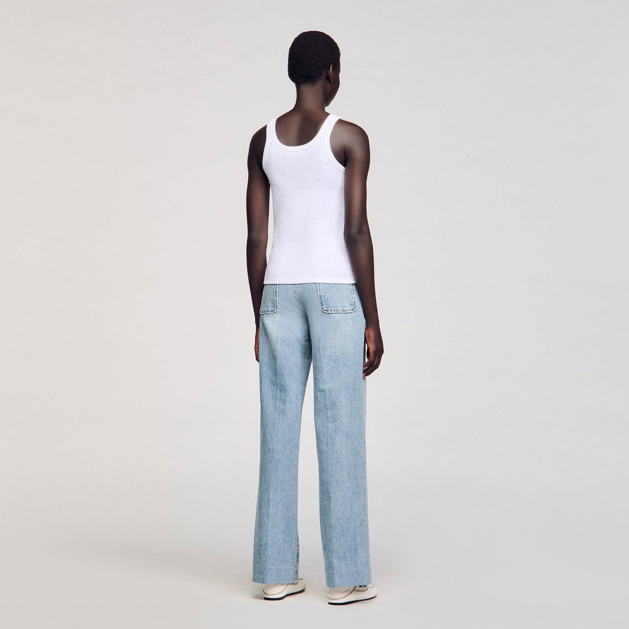 Vest top with rhinestones White Sandro Women