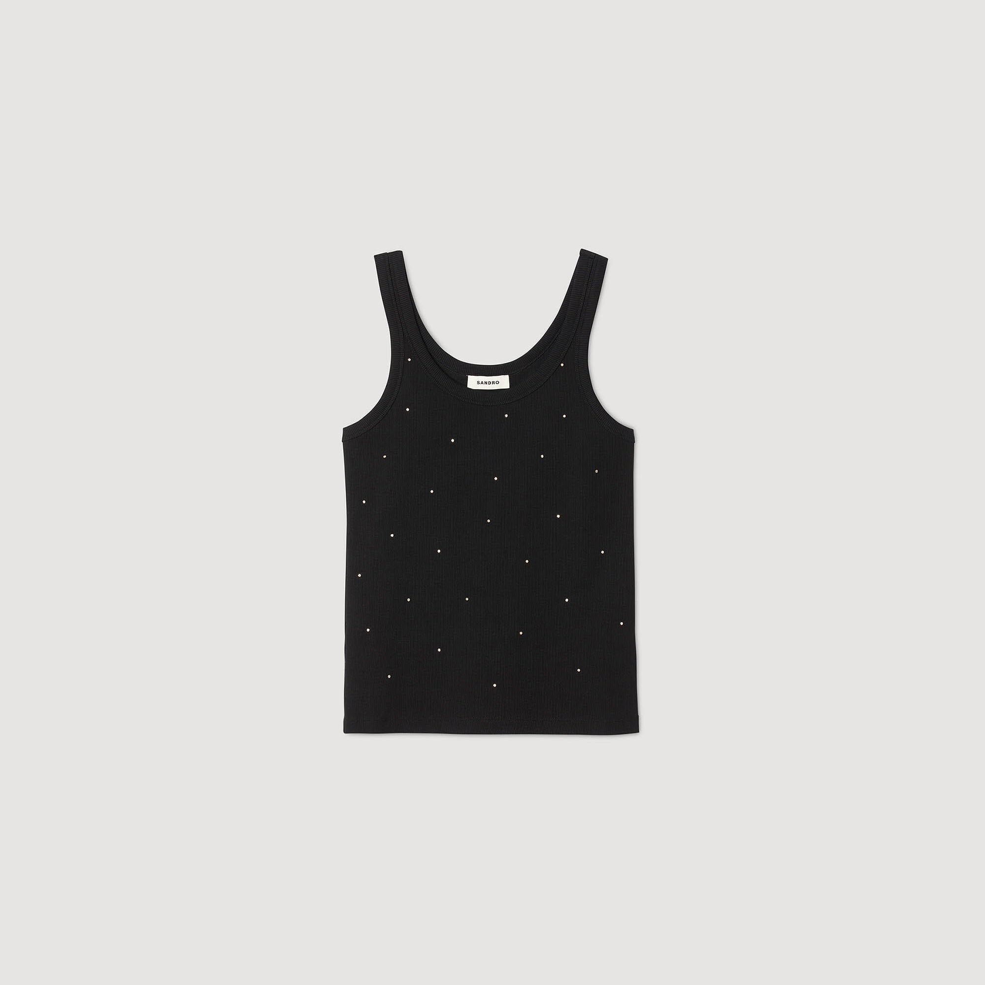 Jersey tank with rhinestones Black Sandro Women