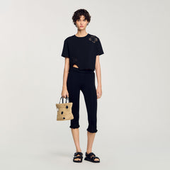 Floral embroidery T-shirt Black Sandro Women