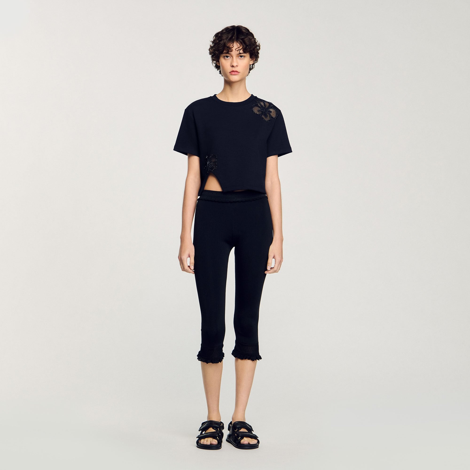 Floral embroidery T-shirt Black Sandro Women