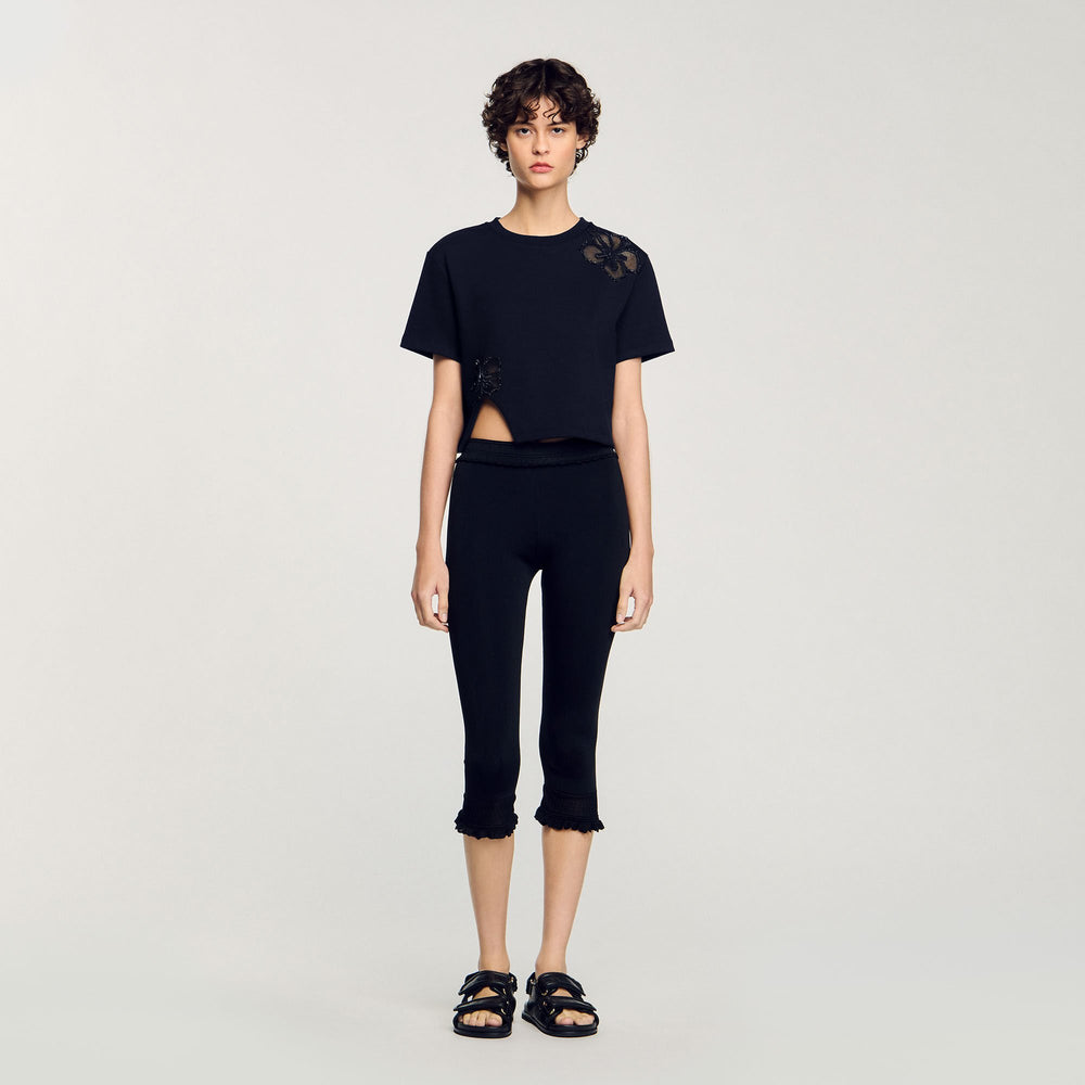 Floral embroidery T-shirt Black Sandro Women