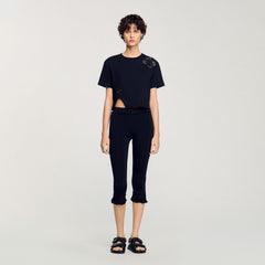 Floral embroidery T-shirt Black Sandro Women