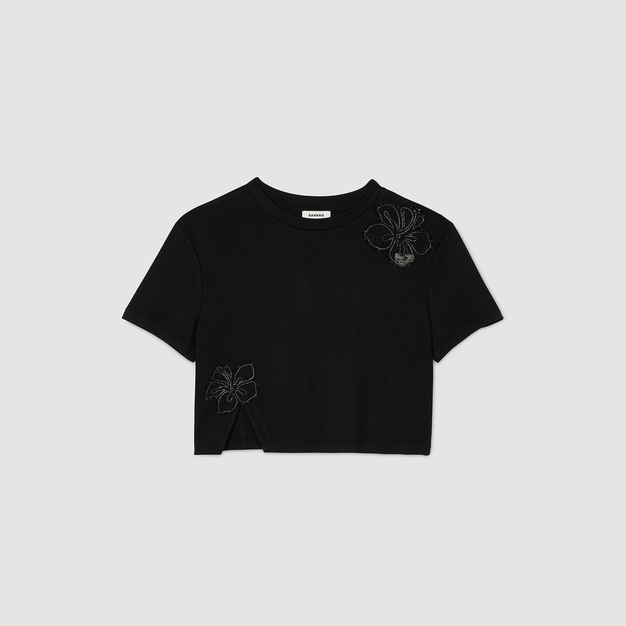 Floral embroidery T-shirt Black Sandro Women