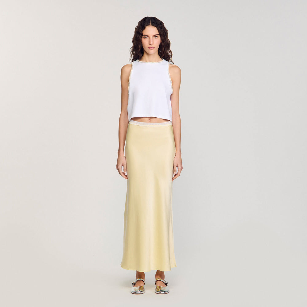 Beaded crop top Ecru Sandro Women