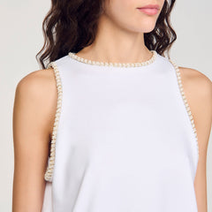 Beaded crop top Ecru Sandro Women