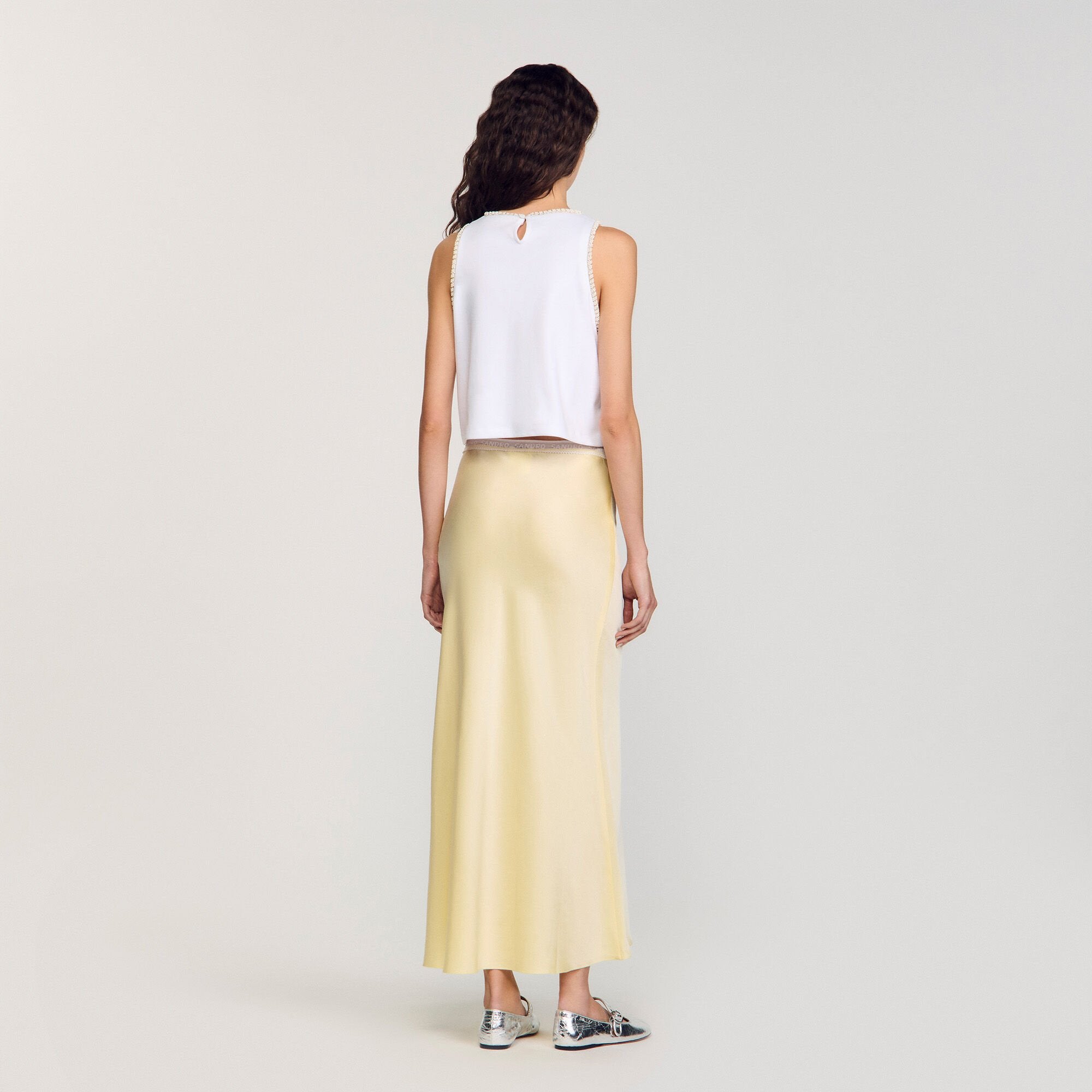 Beaded crop top Ecru Sandro Women