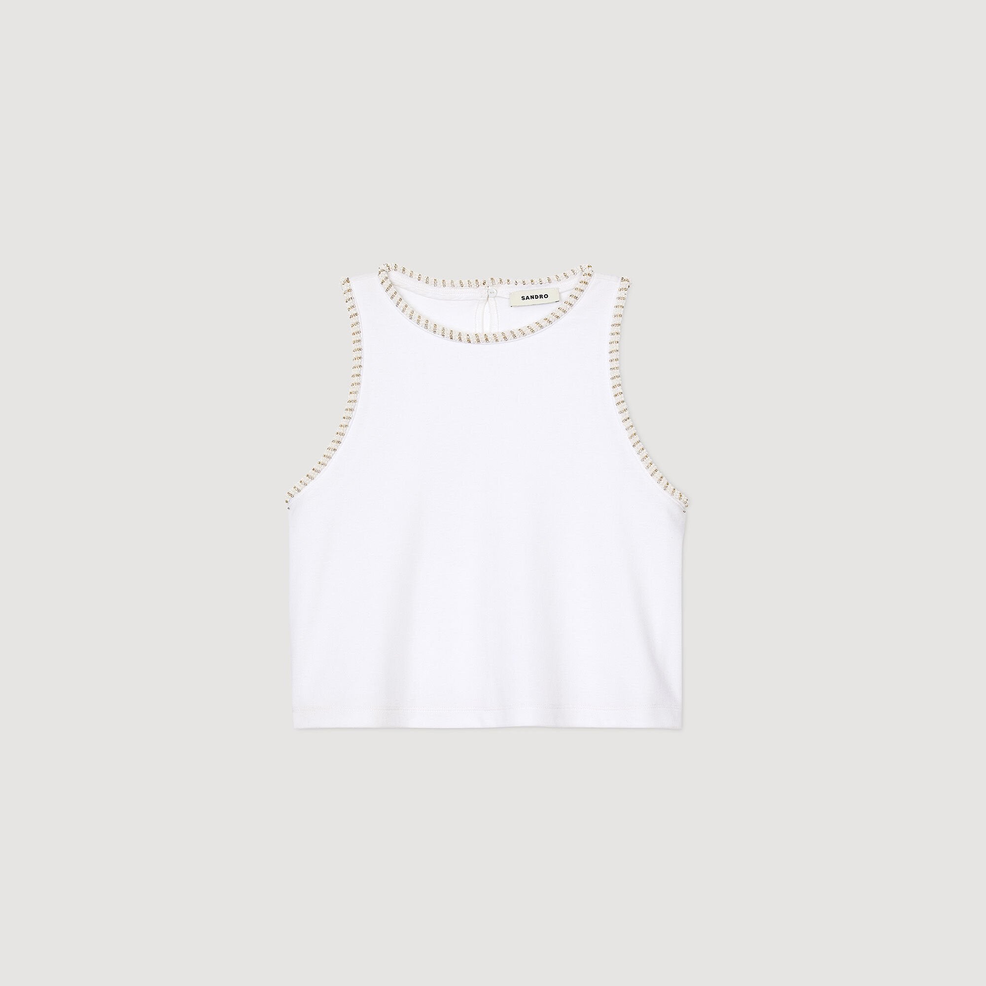 Beaded crop top Ecru Sandro Women
