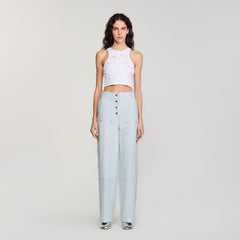 Beaded and rhinestone tank top White Sandro Women