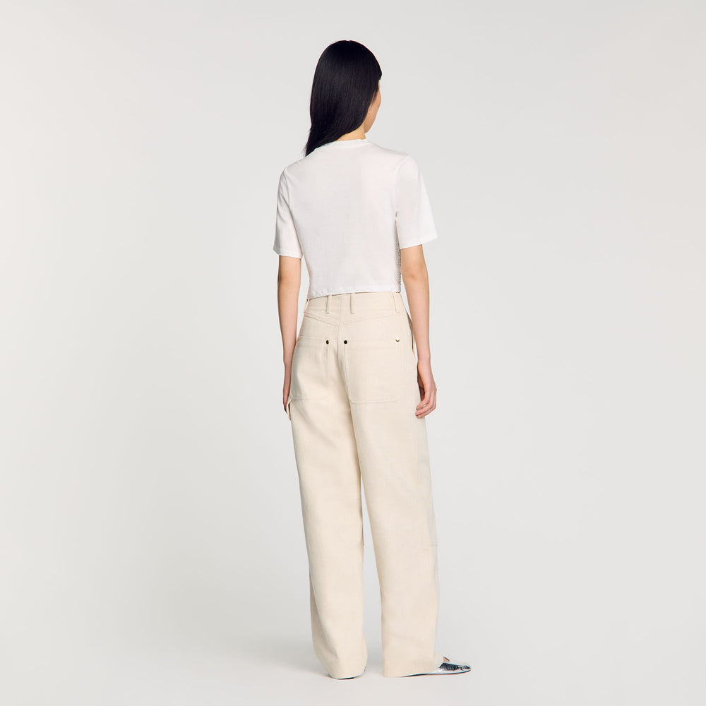 Beaded cropped T-shirt White Sandro Women