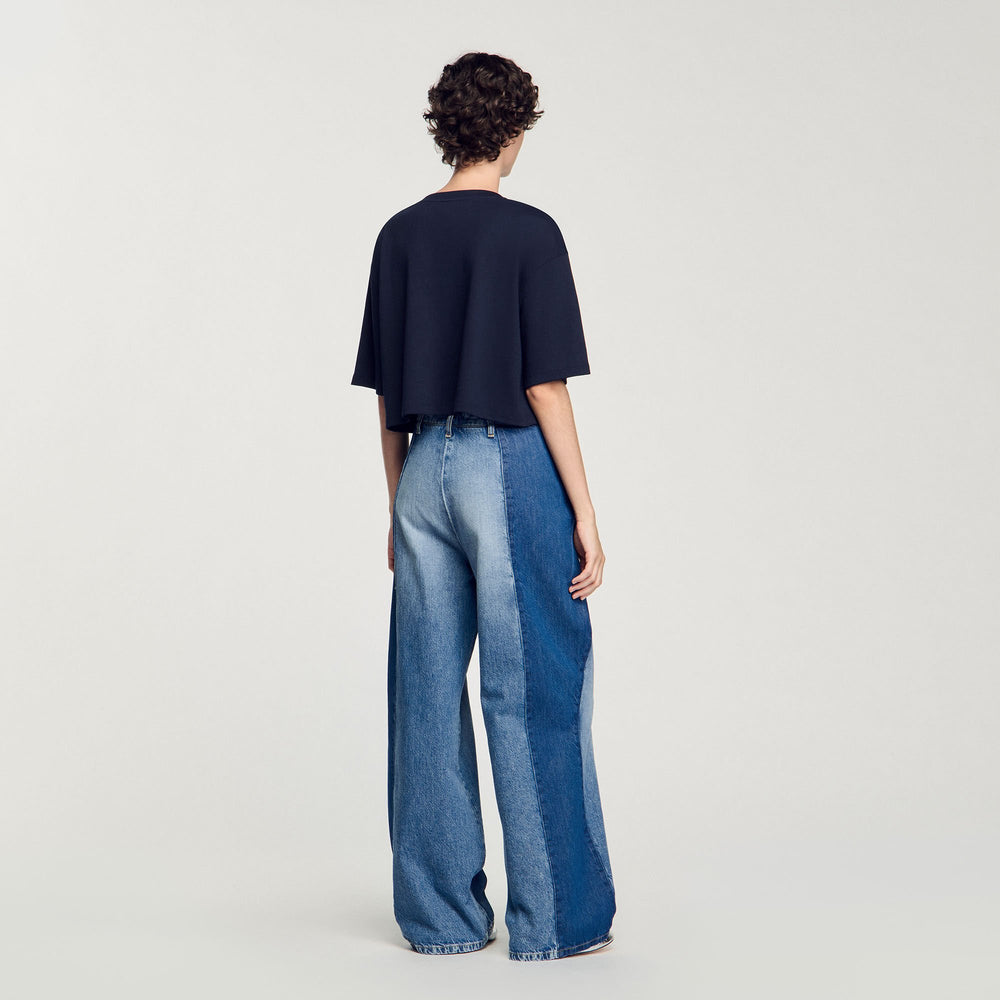 T-shirt with beaded details Navy Blue Sandro Women