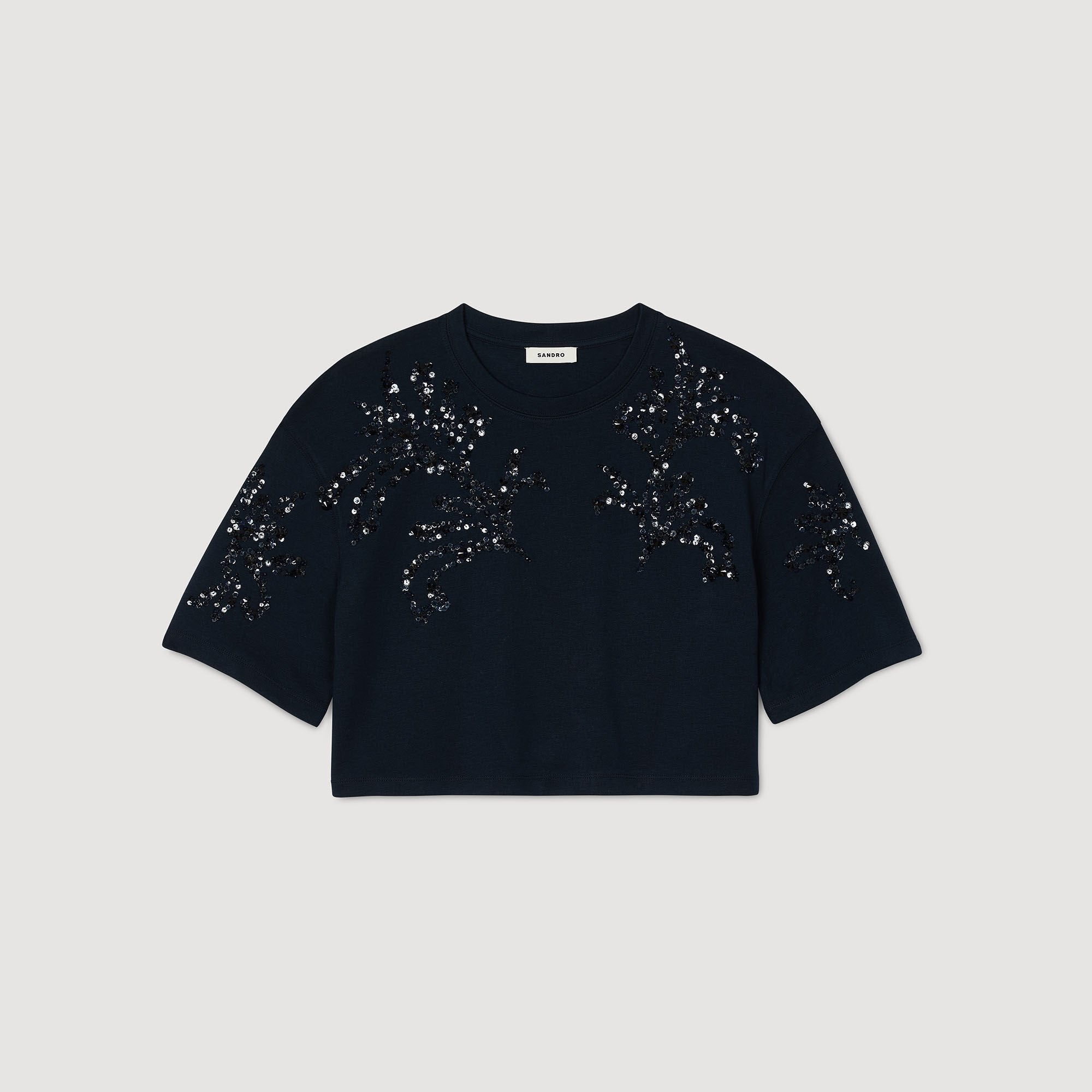 T-shirt with beaded details Navy Blue Sandro Women