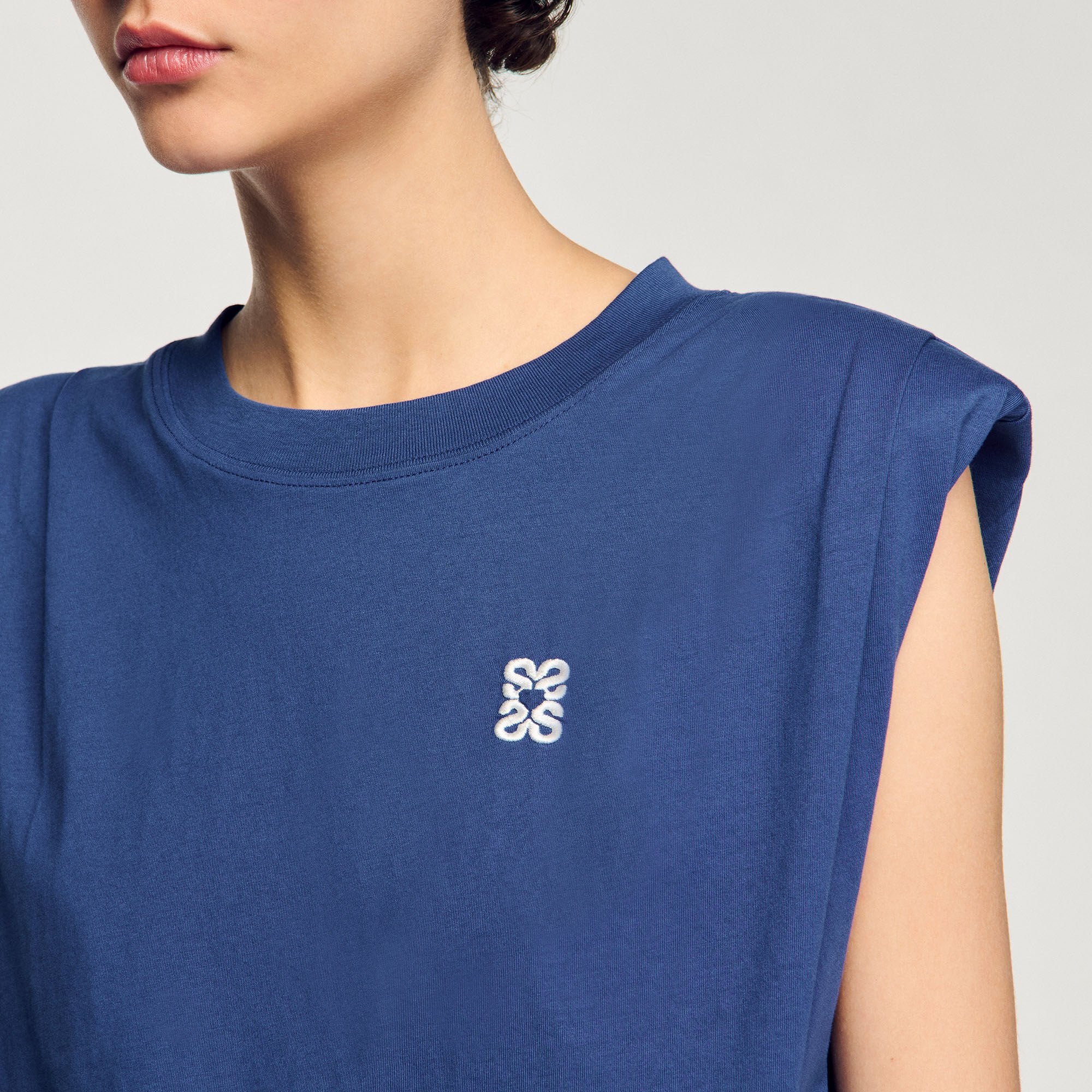 Short draped T-shirt Navy Blue Sandro Women