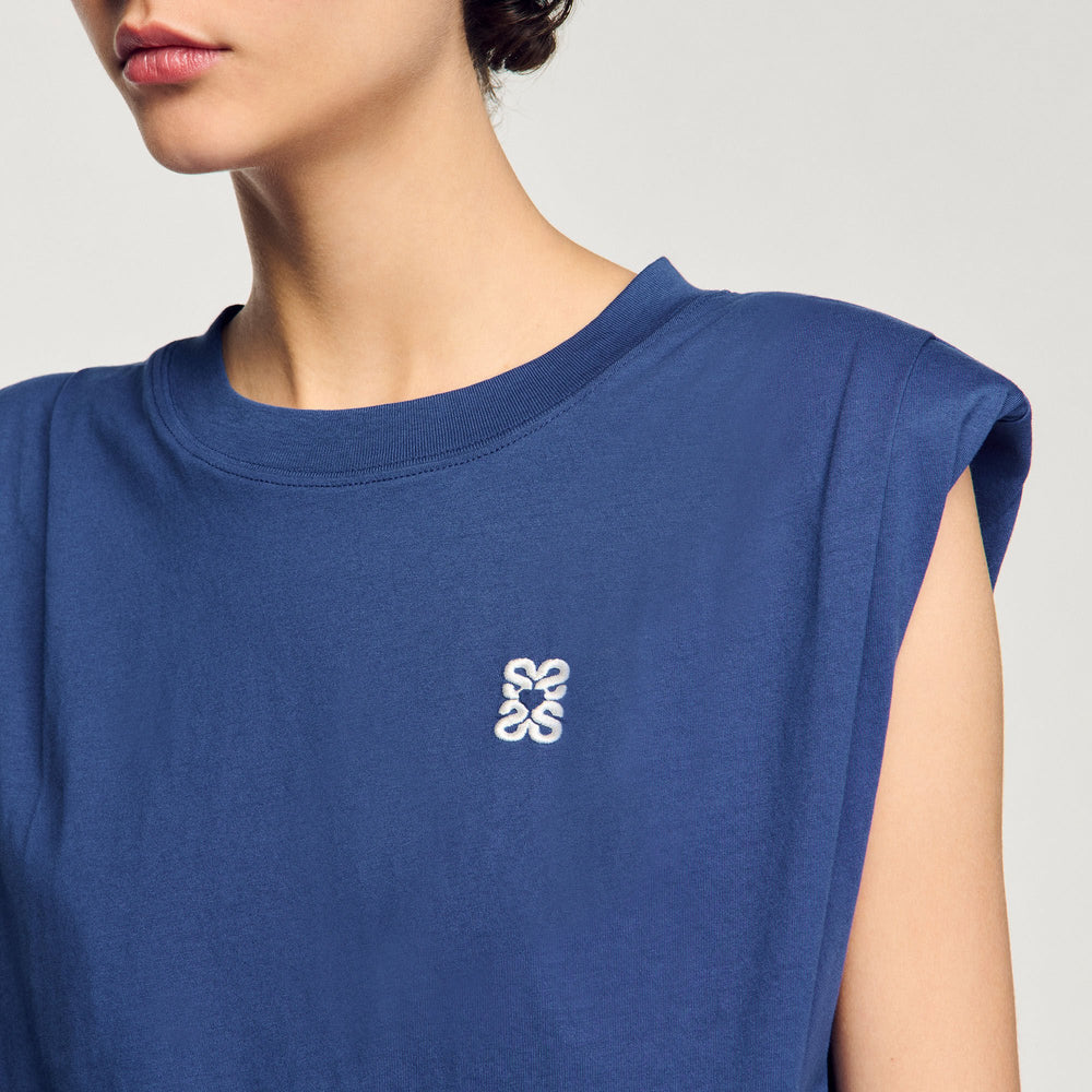 Short draped T-shirt Navy Blue Sandro Women