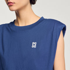 Short draped T-shirt Navy Blue Sandro Women