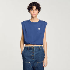 Short draped T-shirt Navy Blue Sandro Women
