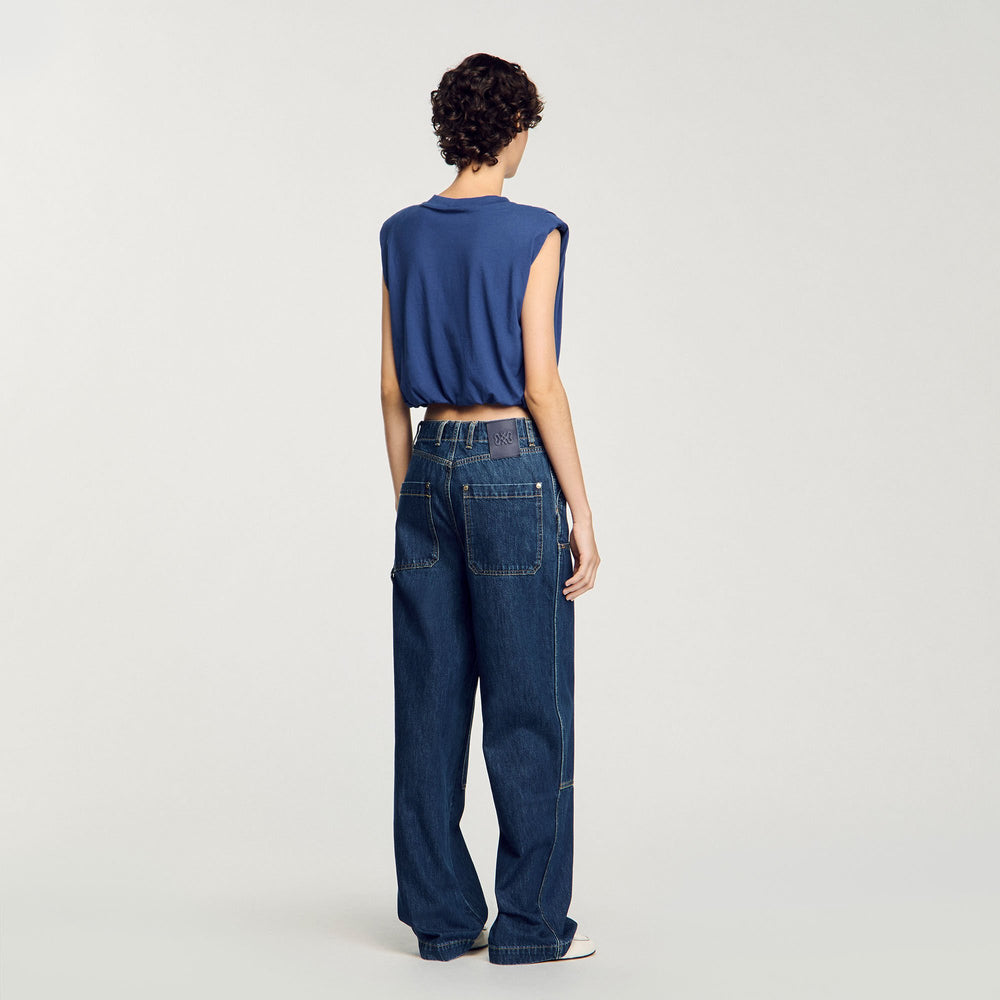 Short draped T-shirt Navy Blue Sandro Women