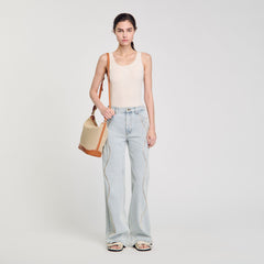 Rib knit vest top Ecru Sandro Women