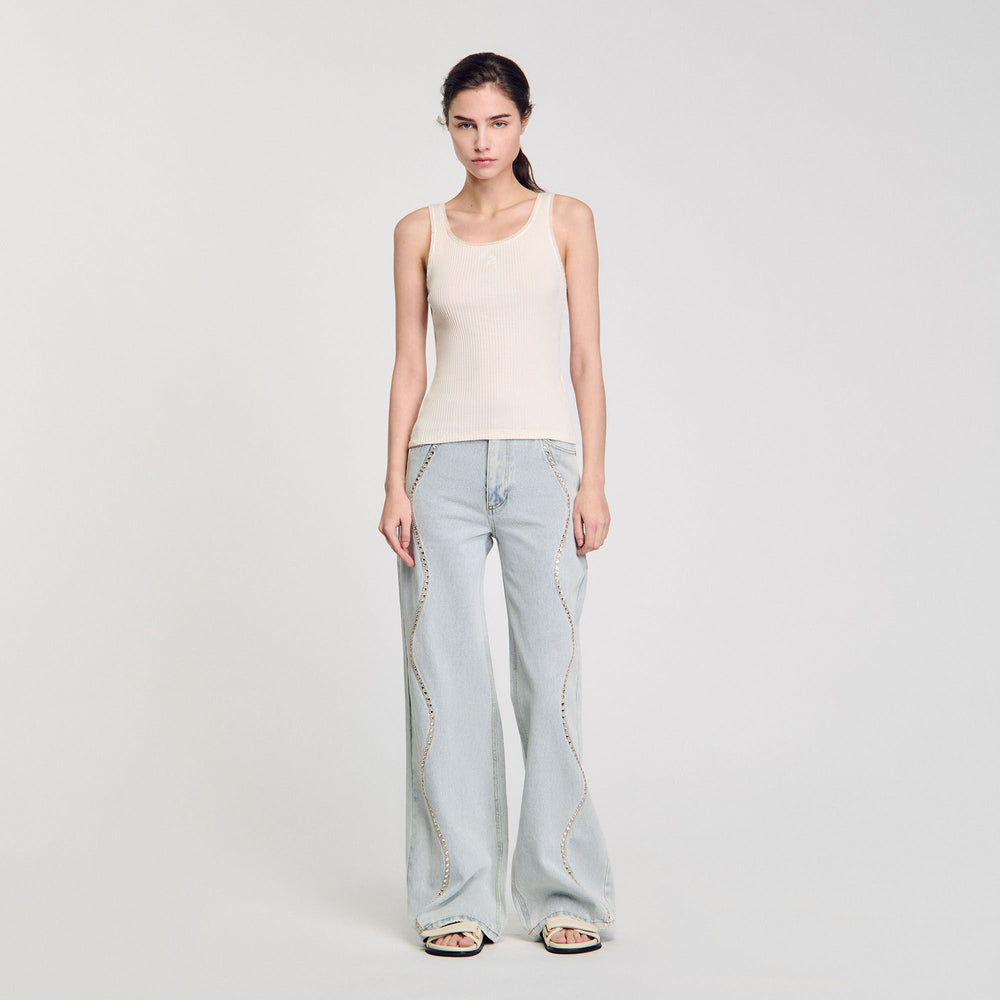 Rib knit vest top Ecru Sandro Women