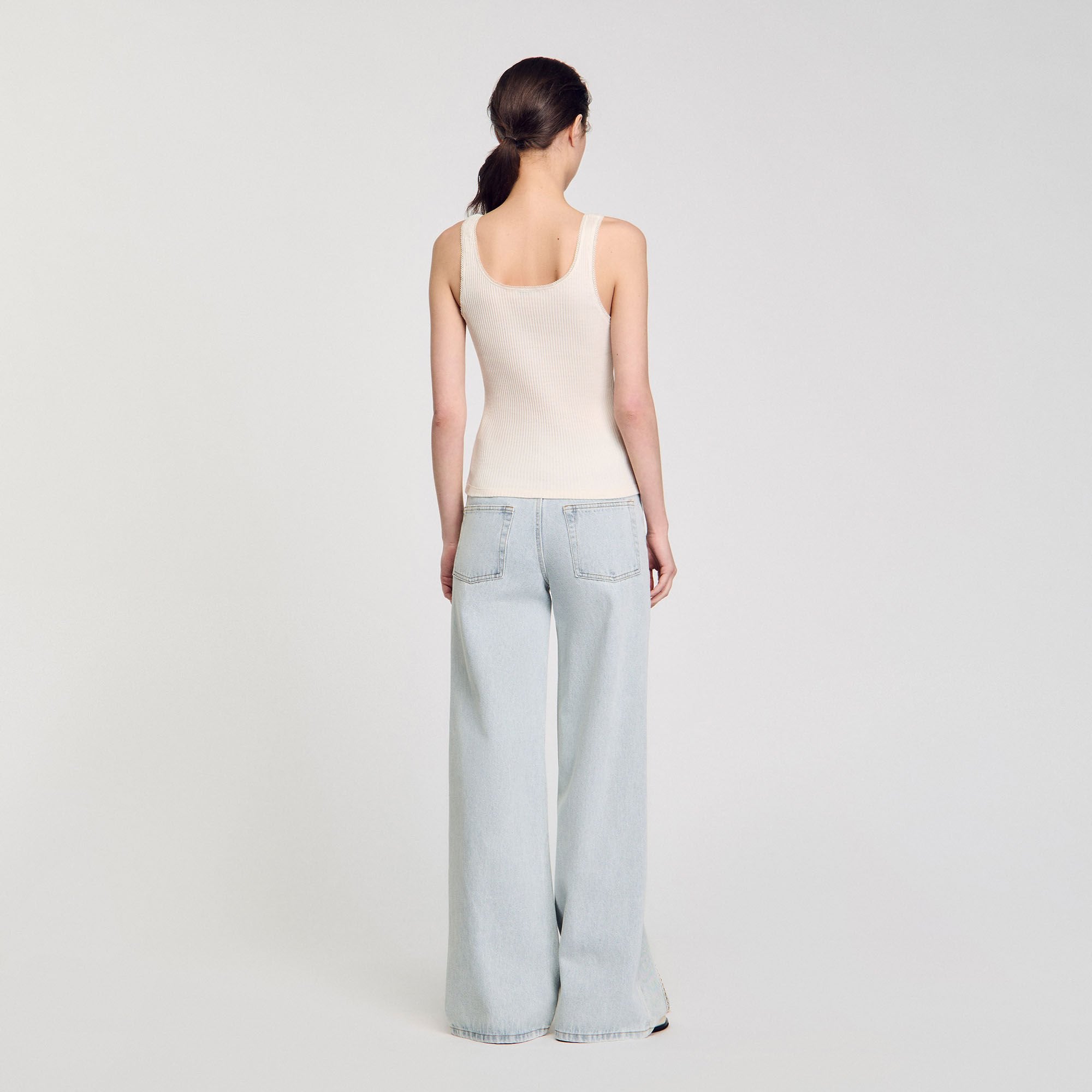 Rib knit vest top Ecru Sandro Women