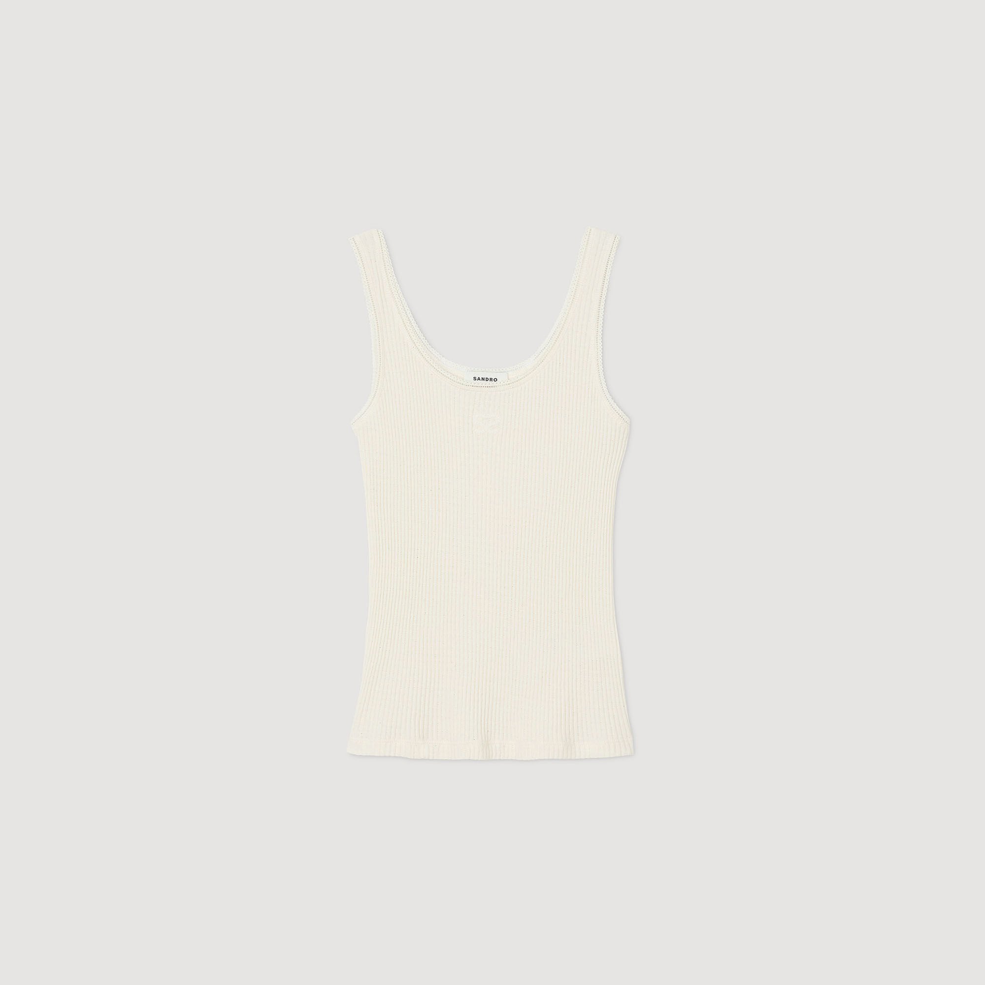Rib knit vest top Ecru Sandro Women