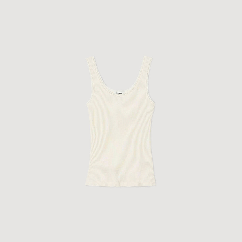 Rib knit vest top Ecru Sandro Women