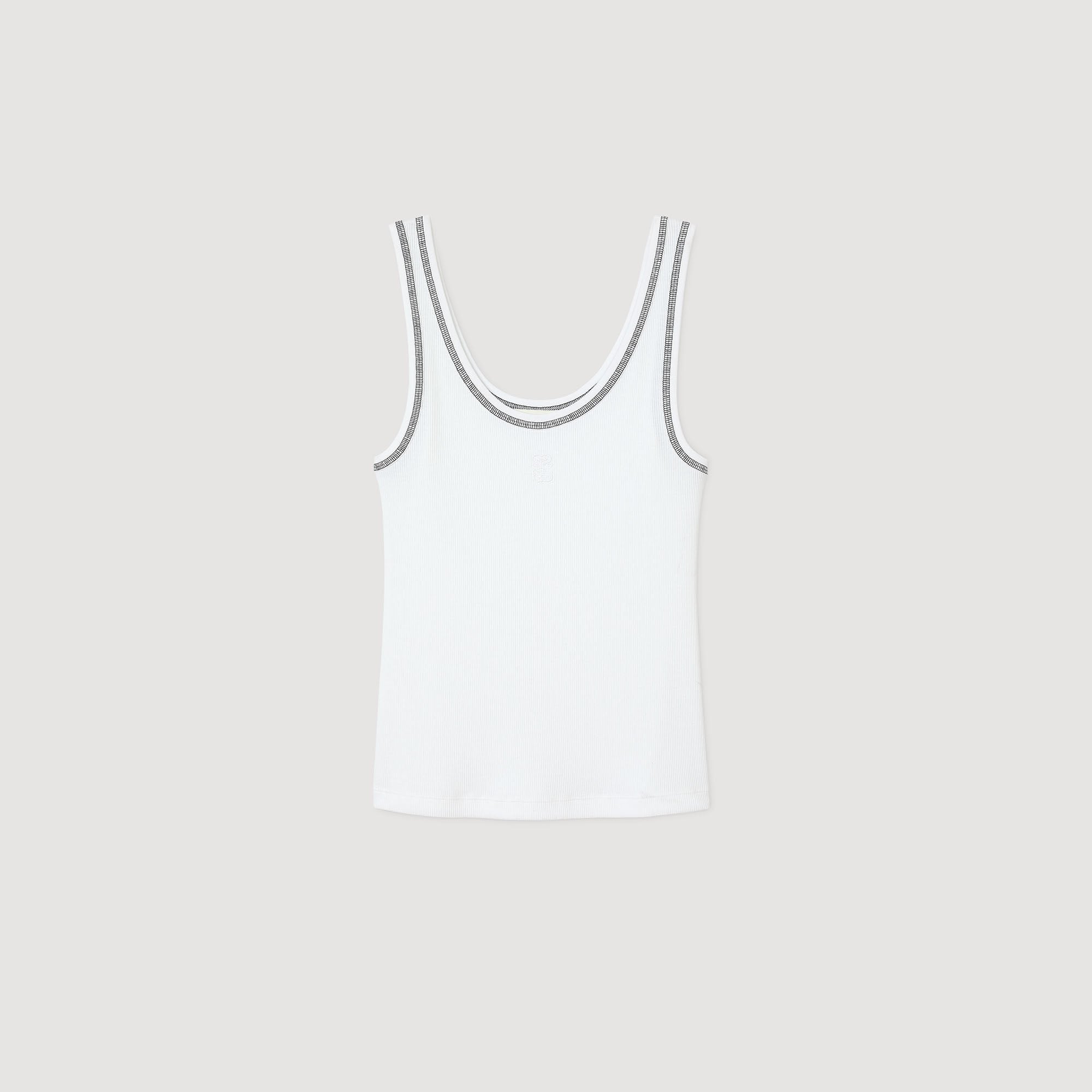 Ribbed vest top Black / White Sandro Women