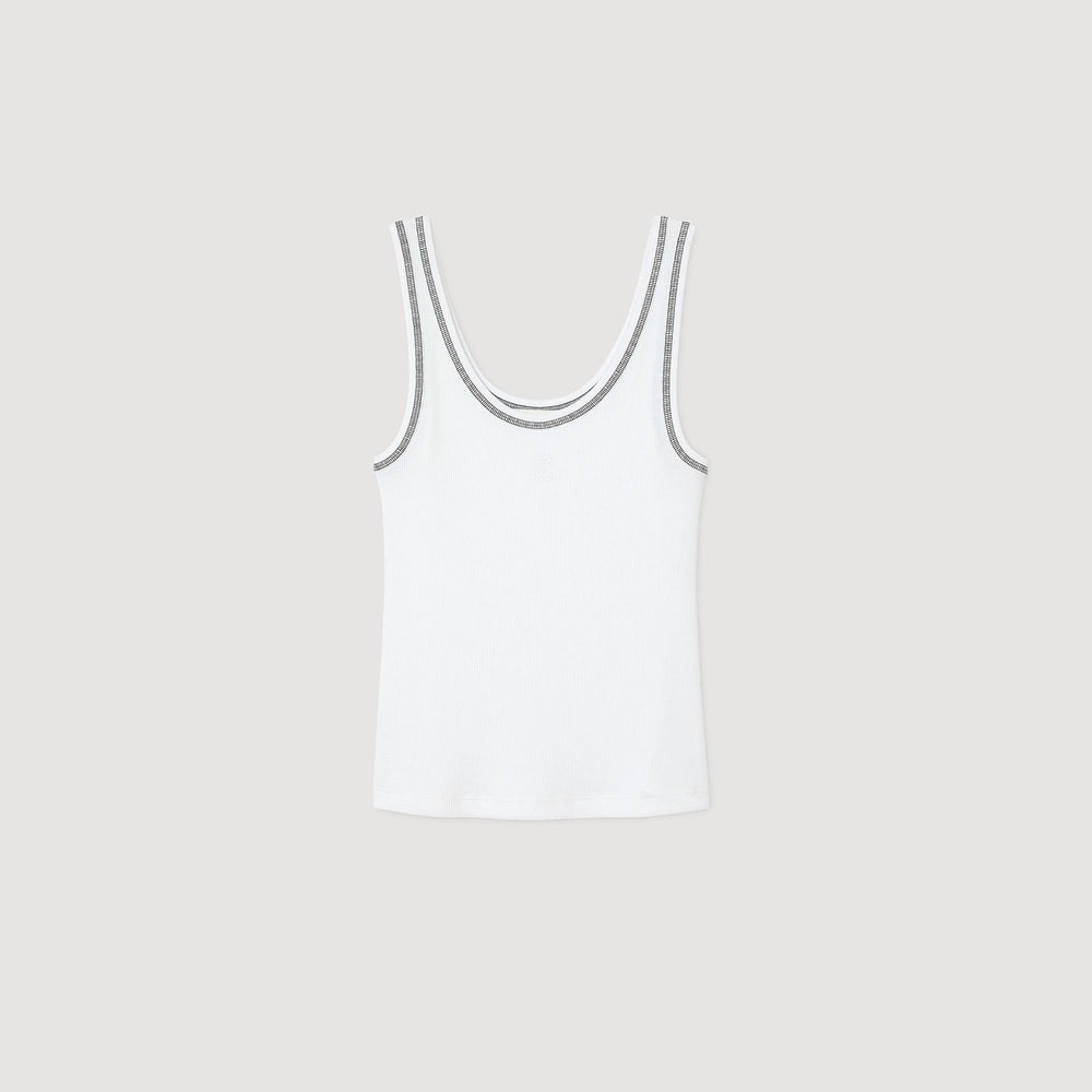 Ribbed vest top Black / White Sandro Women