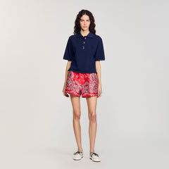 Polo shirt with decorative buttons Navy Blue Sandro Women