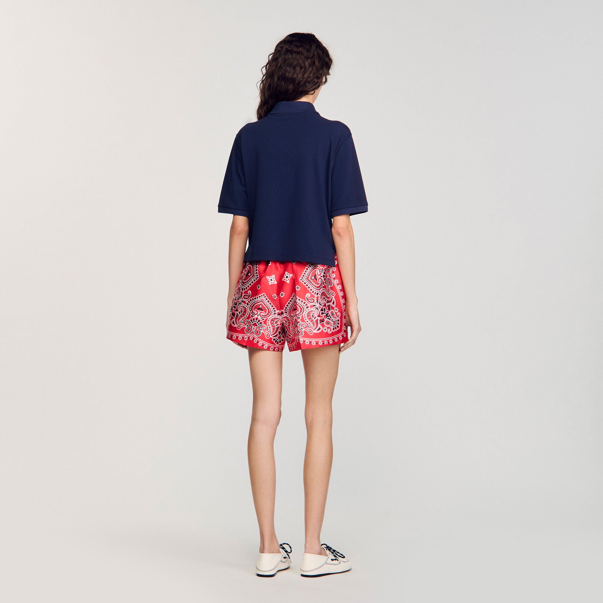 Polo shirt with decorative buttons Navy Blue Sandro Women