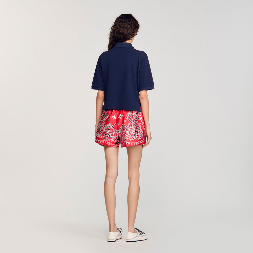 Polo shirt with decorative buttons Navy Blue Sandro Women