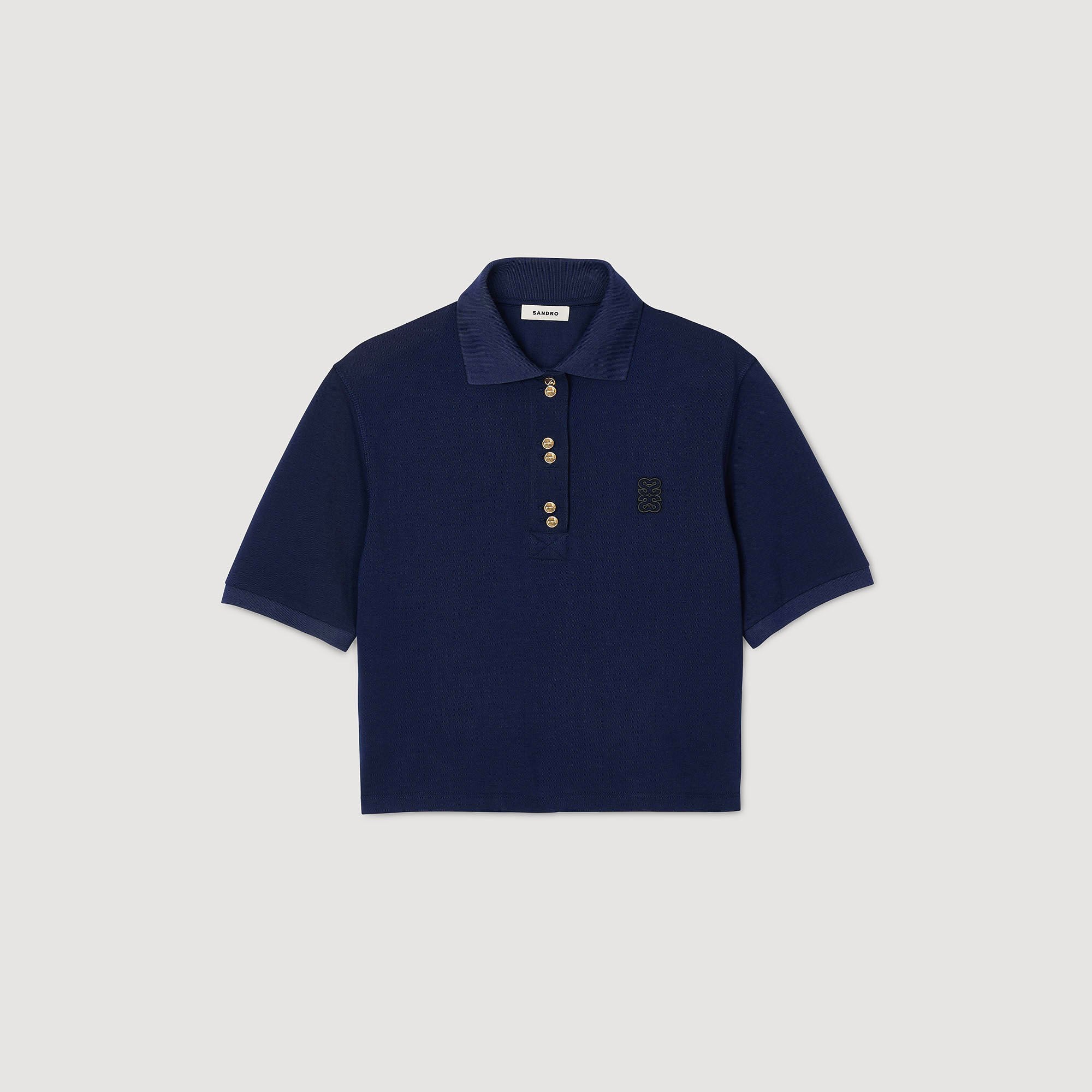 Polo shirt with decorative buttons Navy Blue Sandro Women
