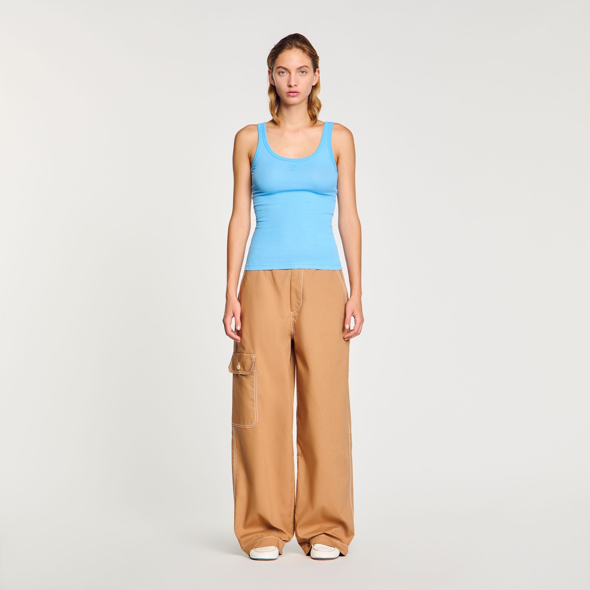 Ribbed vest top Blue Sandro Women
