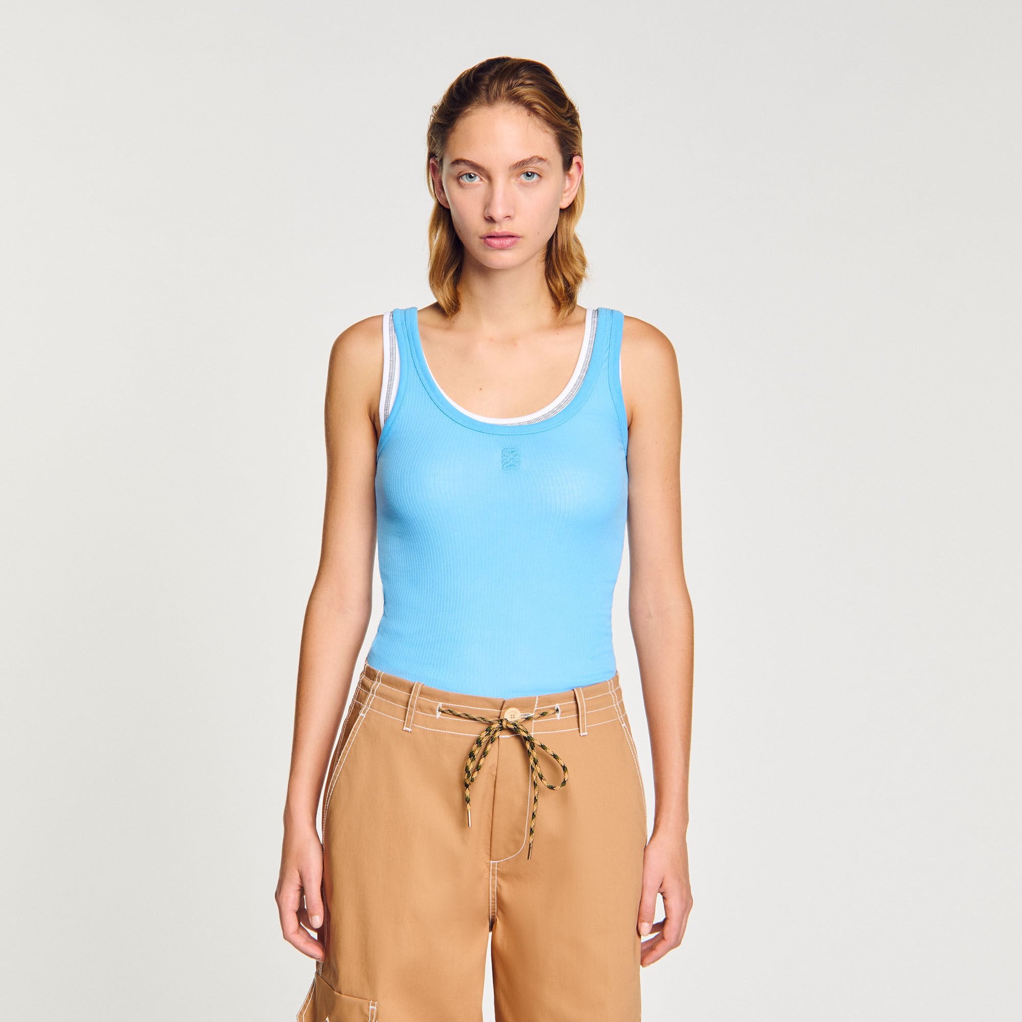 Ribbed vest top Blue Sandro Women