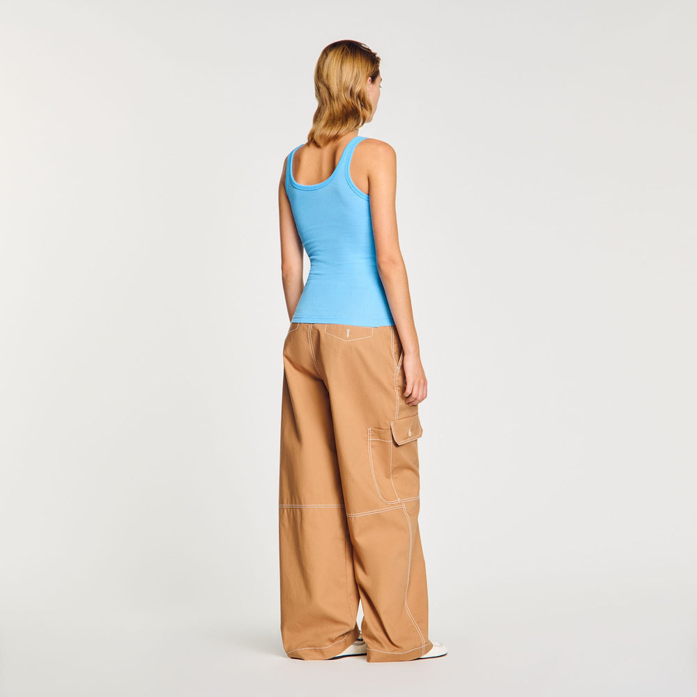 Ribbed vest top Blue Sandro Women