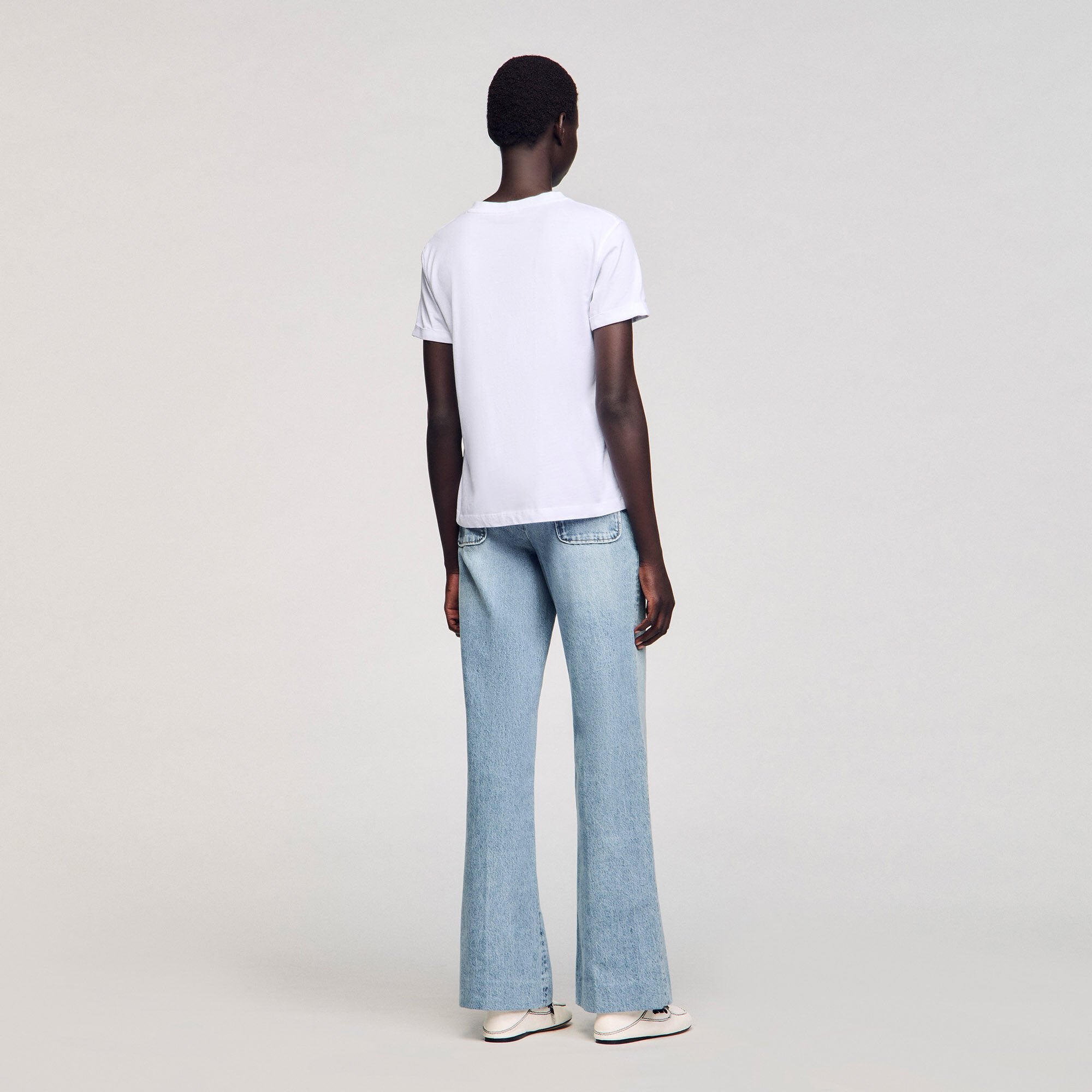 Cotton T-shirt with embroidery White Sandro Women