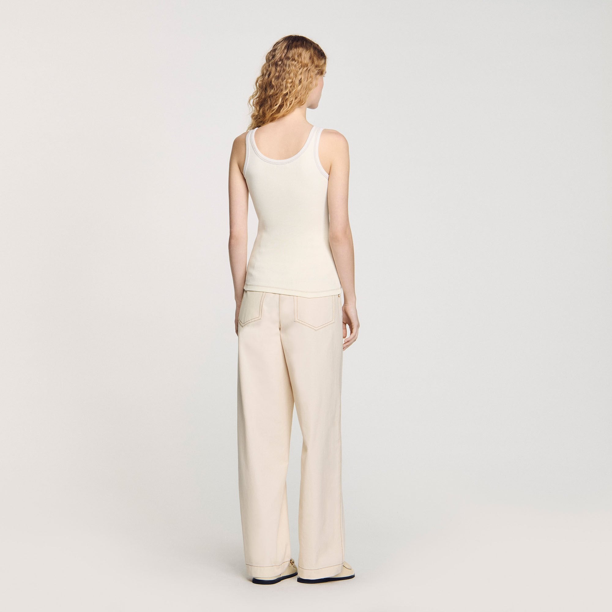 Lace-up vest top Ecru Sandro Women