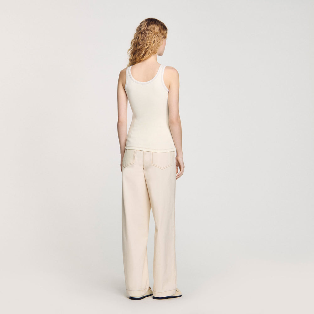 Lace-up vest top Ecru Sandro Women