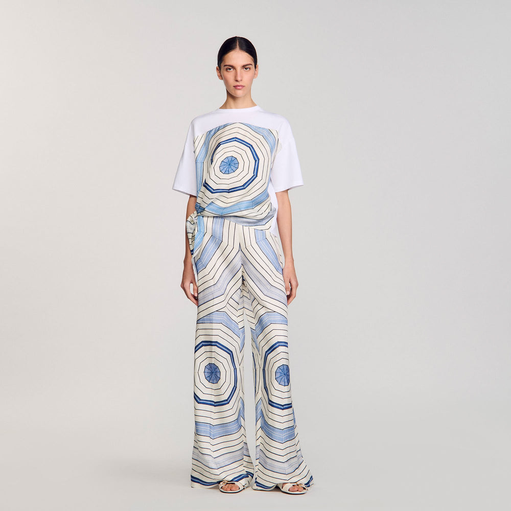 Spiral print T-shirt Sky Blue Sandro Women