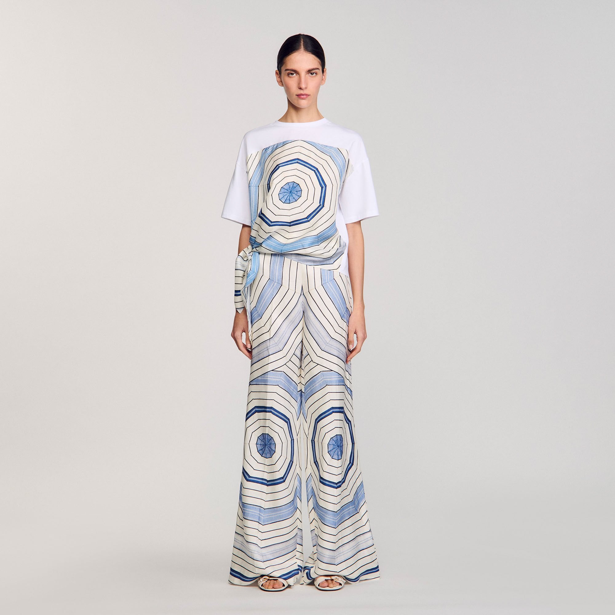 Spiral print T-shirt Sky Blue Sandro Women