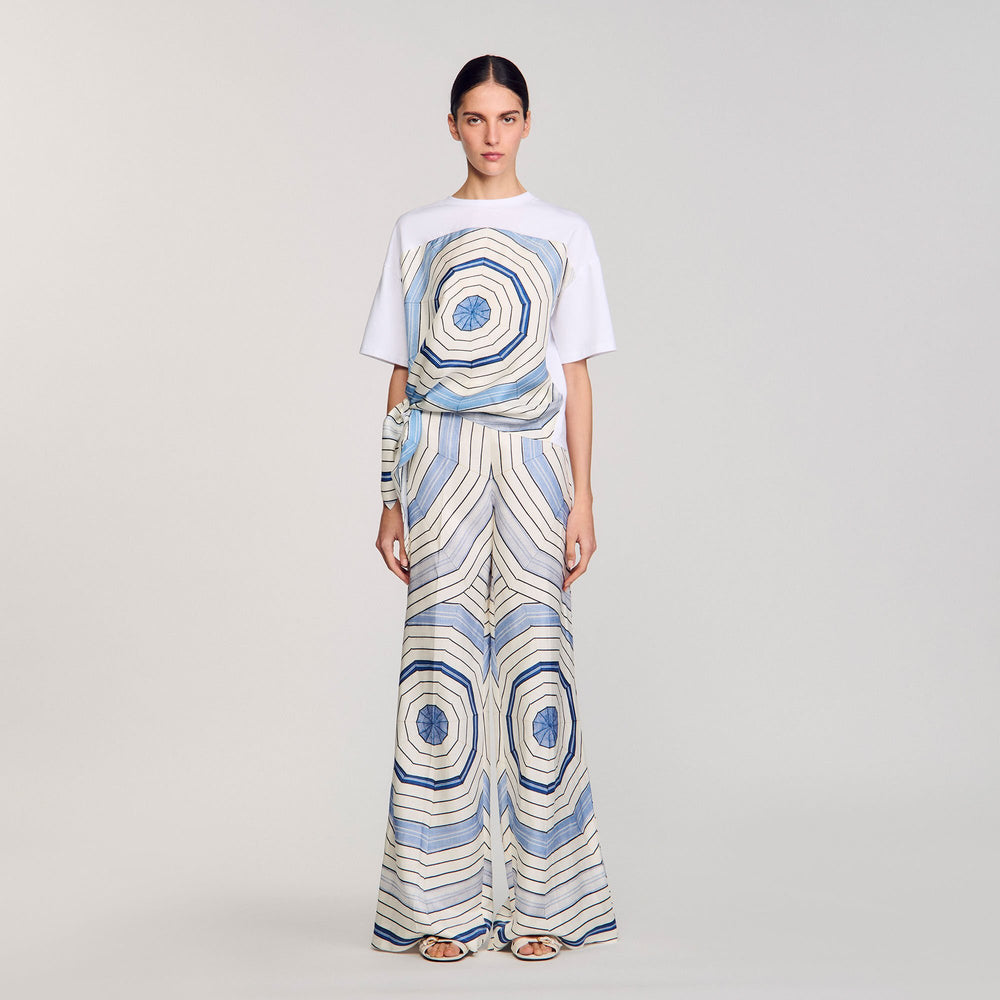 Spiral print T-shirt Sky Blue Sandro Women
