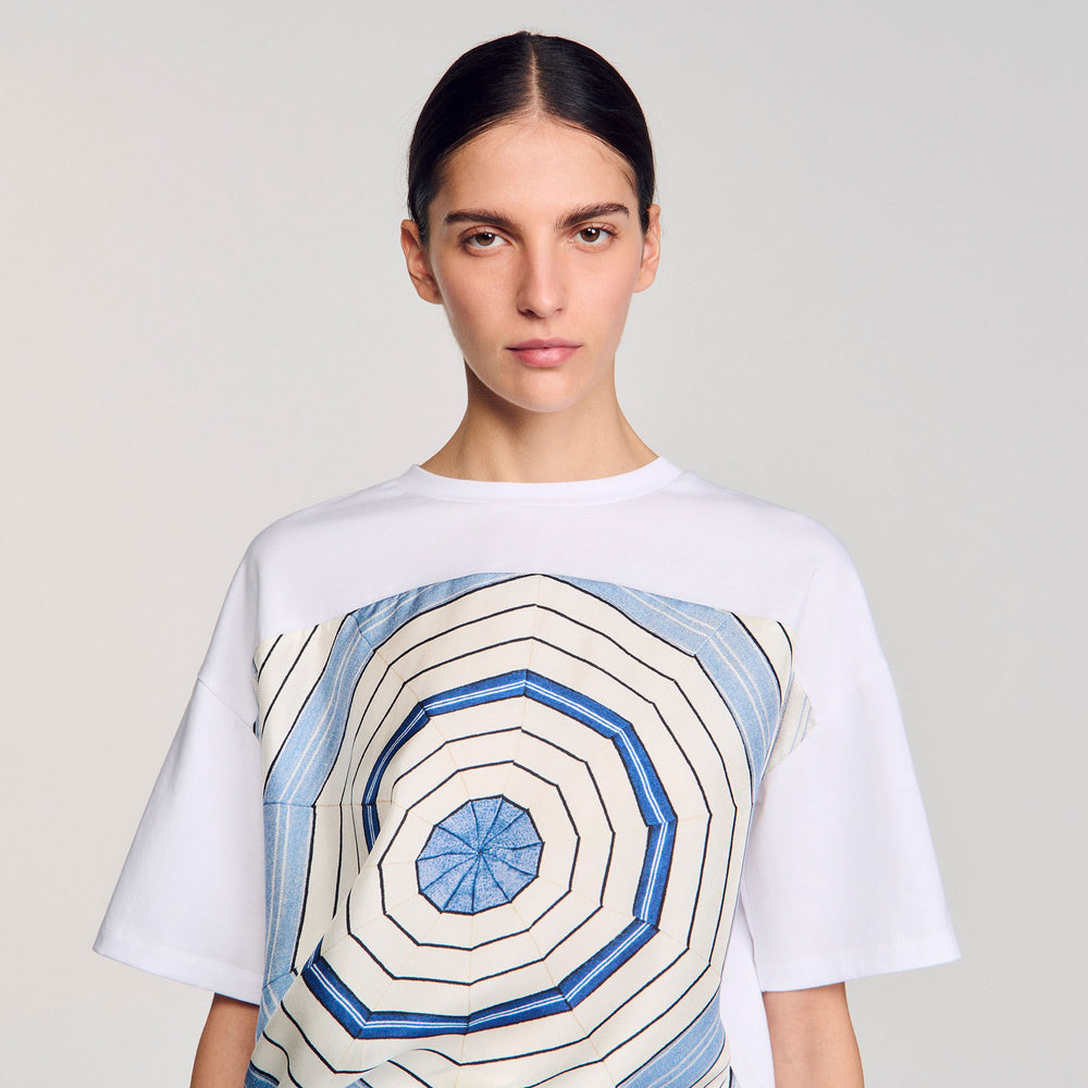 Spiral print T-shirt Sky Blue Sandro Women